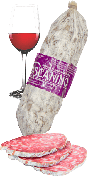 Toskanische Salami mit Chianti DOCG Wein Il Toscanino