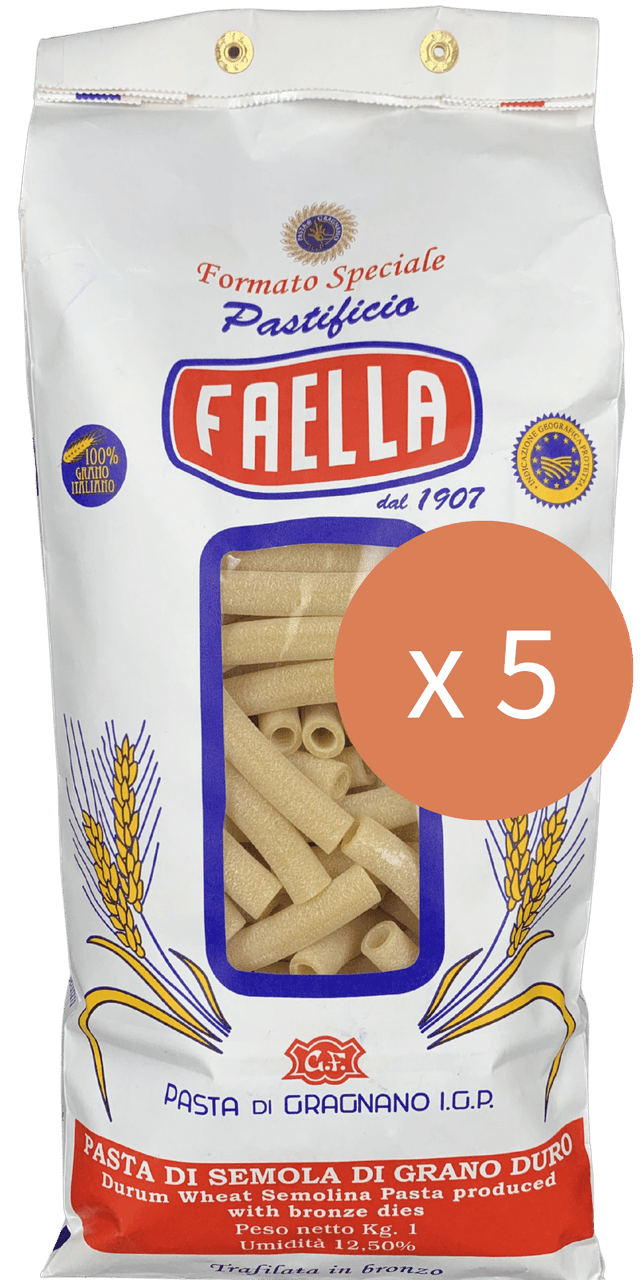 Ziti Tagliati Sparpaket 5 x 1kg - Pastificio Faella Pasta di Gragnano IGP - 5 kg
