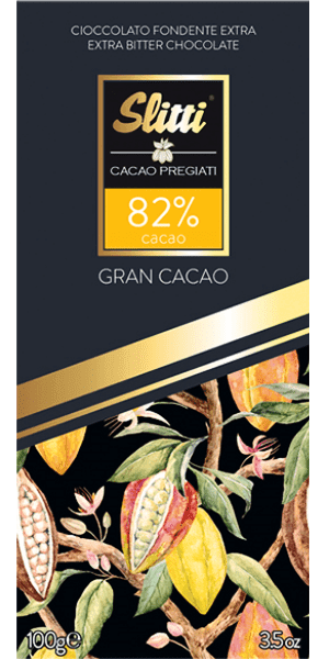 Gran Cacao 82% Kakao Edelbitter Schokoladentafel Slitti