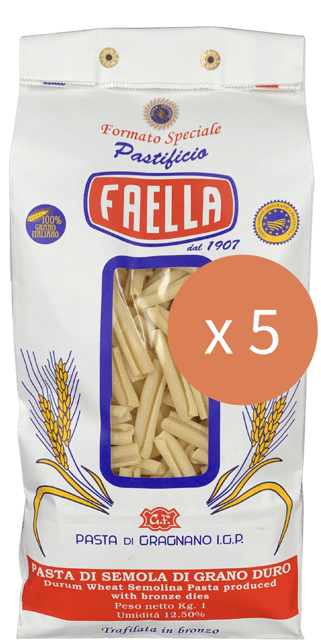 Caserecci Sparpaket 5 x 1kg - Pastificio Faella Pasta di Gragnano IGP - 10 kg Caserecci Sparpaket 5 x 1kg - Pastificio Faella Pasta di Gragnano IGP - 10 kg