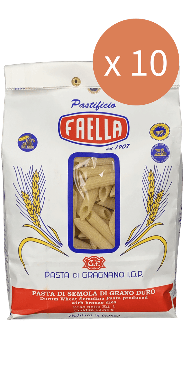 Penne Medie Rigate Sparpaket 10 x 1kg - Pastificio Faella Pasta di Gragnano IGP - 10 kg Penne Medie Rigate Sparpaket 10 x 1kg - Pastificio Faella Pasta di Gragnano IGP - 10 kg