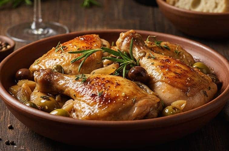 Hähnchen in Weißwein italienisch leichtes Gericht