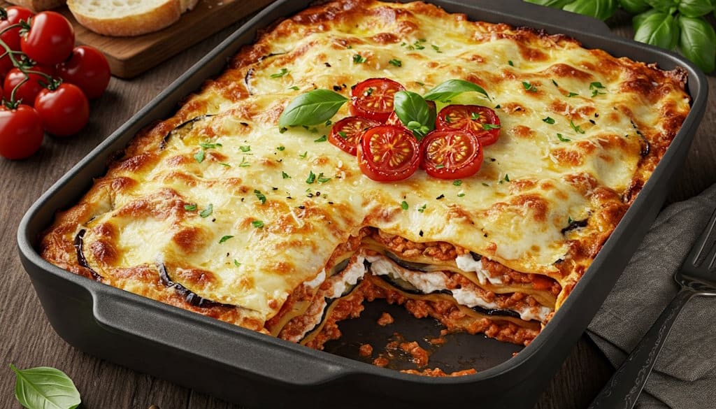 Lasagne alla Norma in der Backform