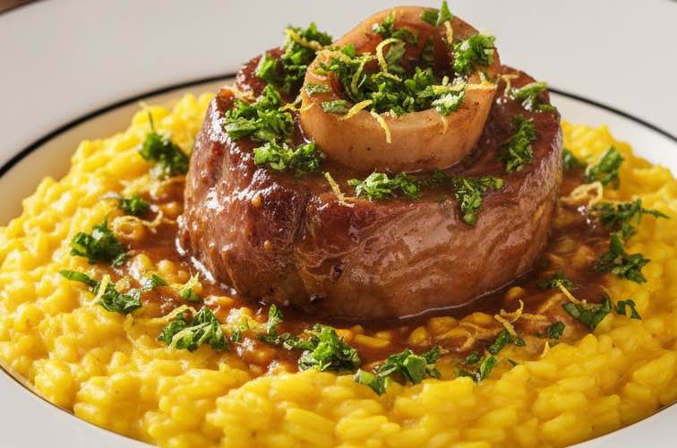 Ossobuco alla Milanese con Risotto aus der lombardischen Küche