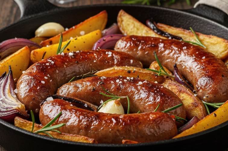 Rezepte mit Salsiccia und Kartoffeln Salsiccia mit Kartoffeln und Zwiebeln aus der Pfanne