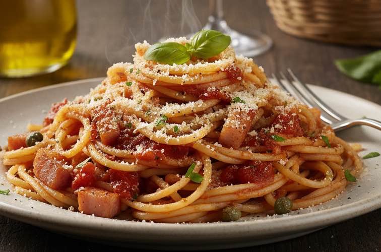 Spaghetti alla Castellana Gericht aus der Toskana