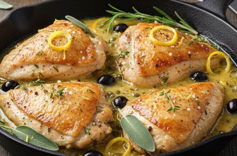 Toskanisches Zitronenhähnchen ein klassisches Gericht aus der Toskana
