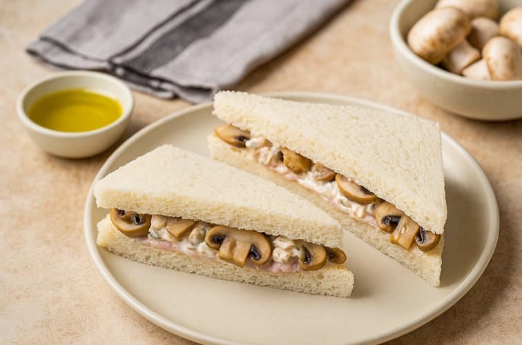 Tramezzini mit Champignons und Schinken