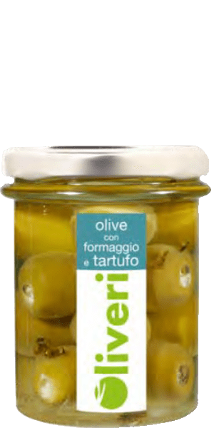 Oliveri Oliven gefüllt mit Frischkäse und Trüffel