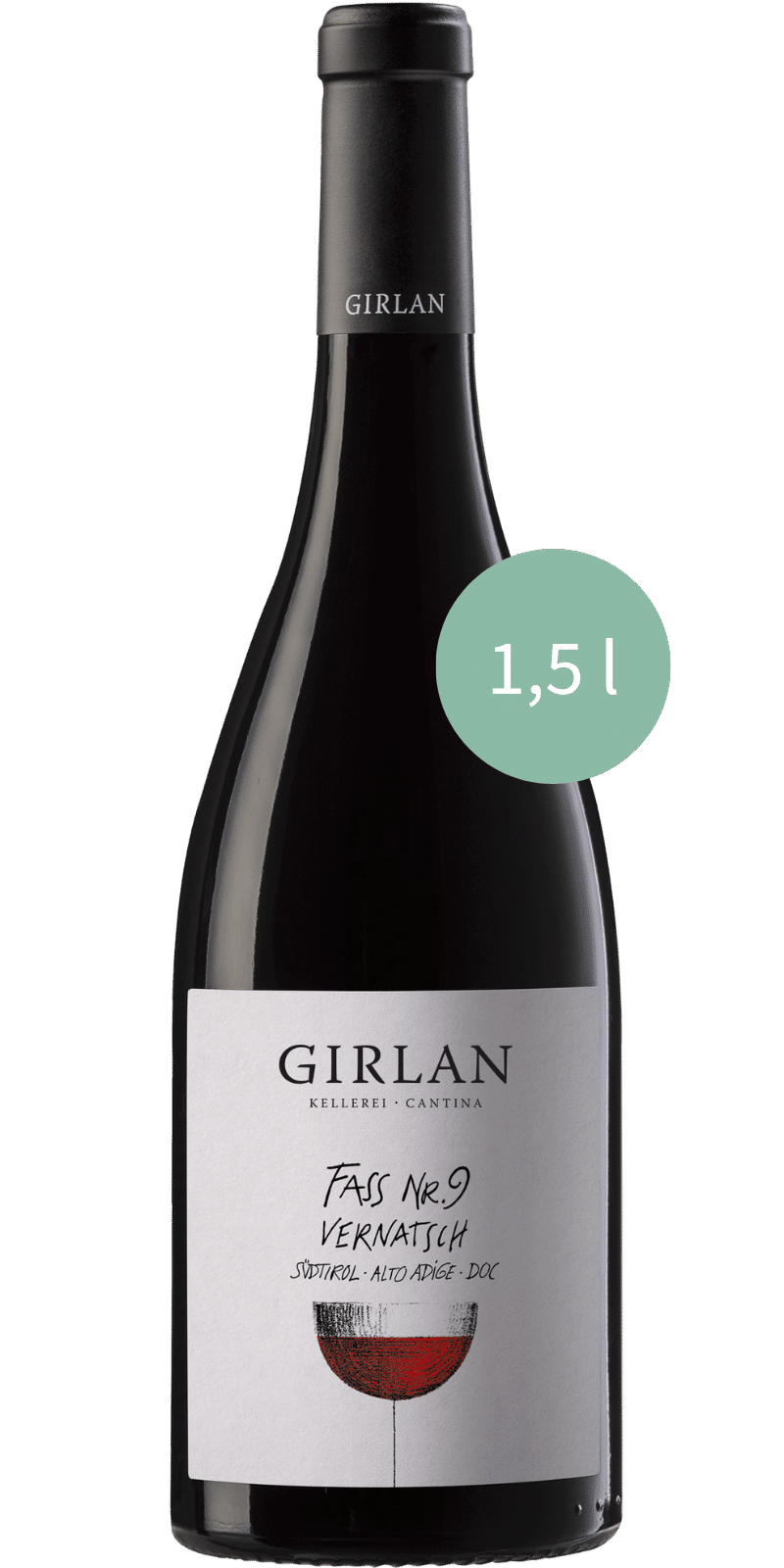 Fass Nr. 9 Südtiroler Vernatsch DOC - Kellerei Girlan - 1,5 L / 2025 Fass Nr. 9 Südtiroler Vernatsch DOC - Kellerei Girlan - 1,5 L / 2025