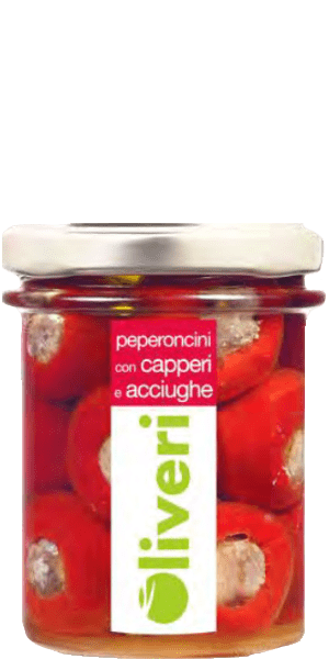 Oliveri Peperoncini con Capperi e Acciughe 190g