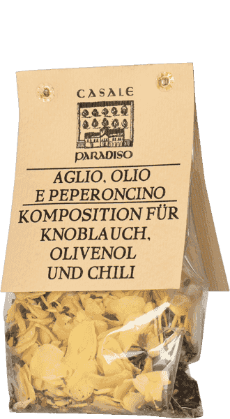 Casale Paradiso Komposition für Pasta mit Knoblauch, Olivenöl und Chili 100g