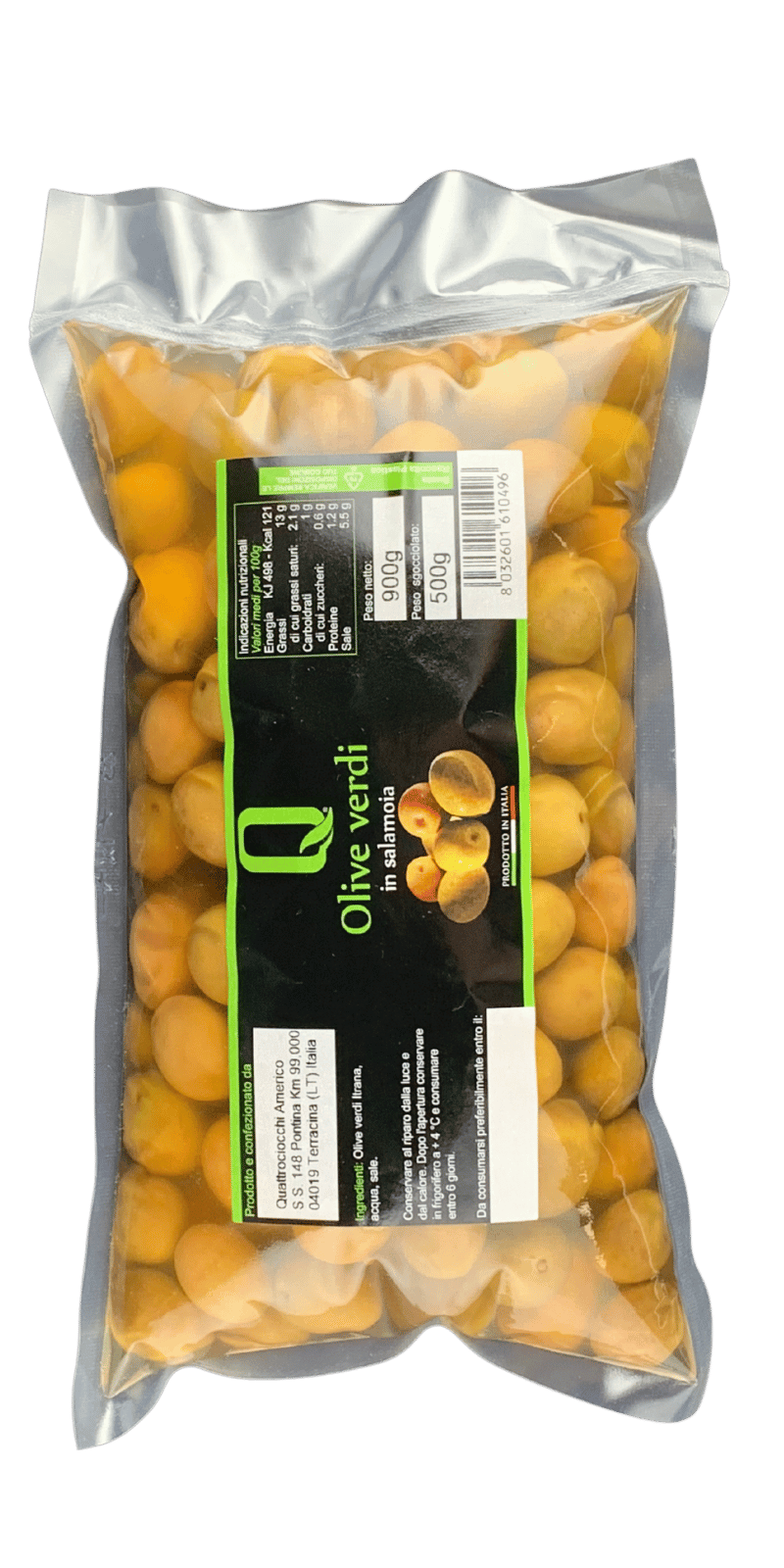 Grüne Oliven in Salzlake 500g (Vakuumbeutel) - Quattrociocchi - 500 g Grüne Oliven in Salzlake 500g (Vakuumbeutel) - Quattrociocchi - 500 g