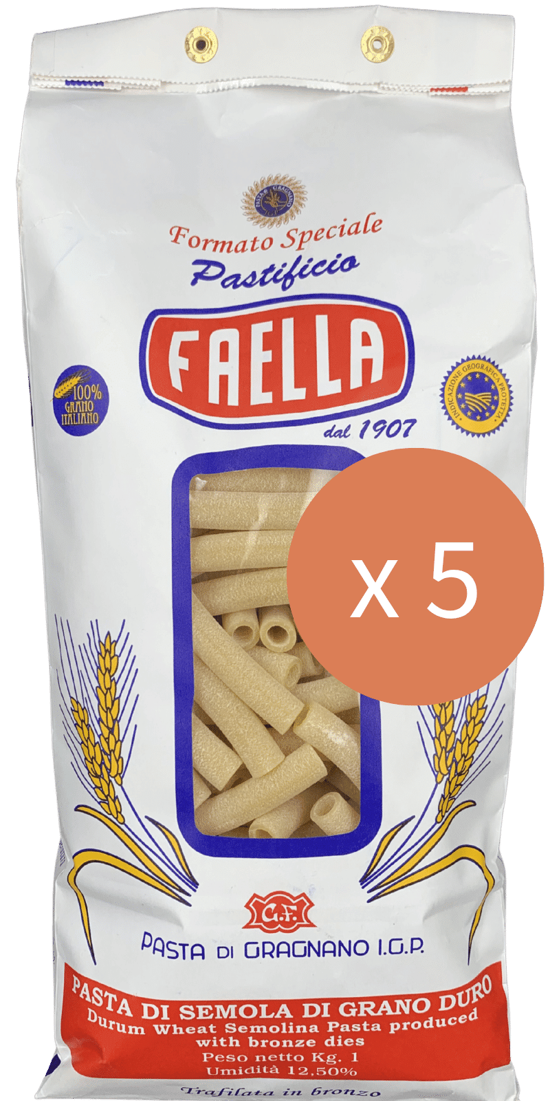 Ziti Tagliati Sparpaket 5 x 1kg - Pastificio Faella Pasta di Gragnano IGP - 5 kg Ziti Tagliati Sparpaket 5 x 1kg - Pastificio Faella Pasta di Gragnano IGP - 5 kg