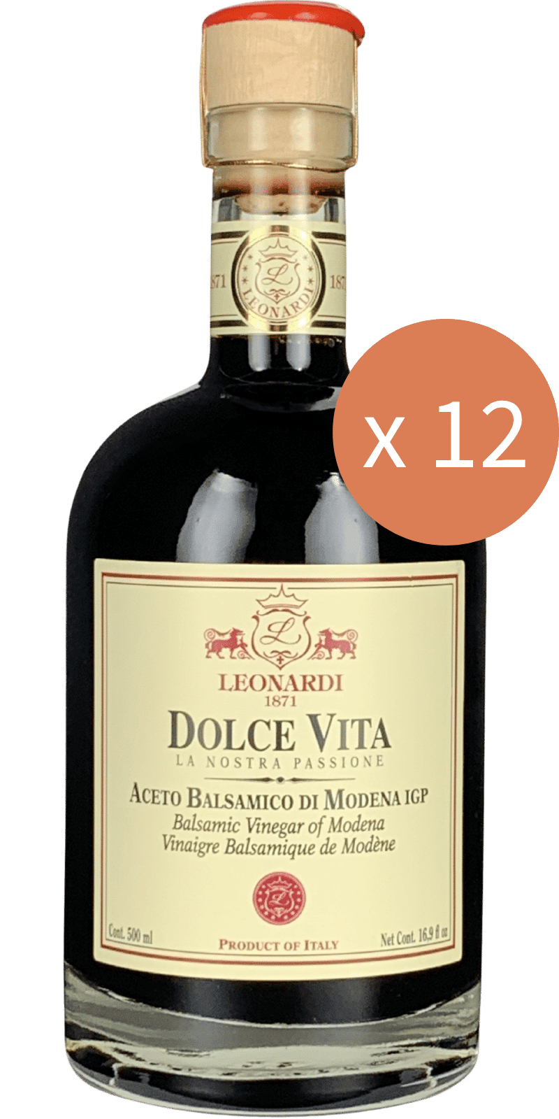 12er Sparpaket - Acetaia Leonardi Dolce Vita Aceto Balsamico di Modena IGP 500ml - 6 L 12er Sparpaket - Acetaia Leonardi Dolce Vita Aceto Balsamico di Modena IGP 500ml - 6 L
